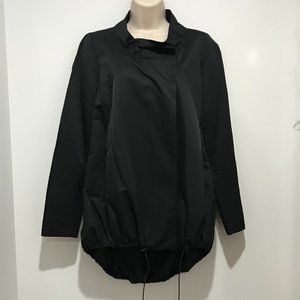 Simply Vera Wang Jacket Womens Size 4 Baggy Black Zip Up Gathers Satin Like 2061